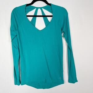 Calia By Carrie Underwood XSmall XS Teal Keyhole Back Long Sleeve Top VNeck Tee